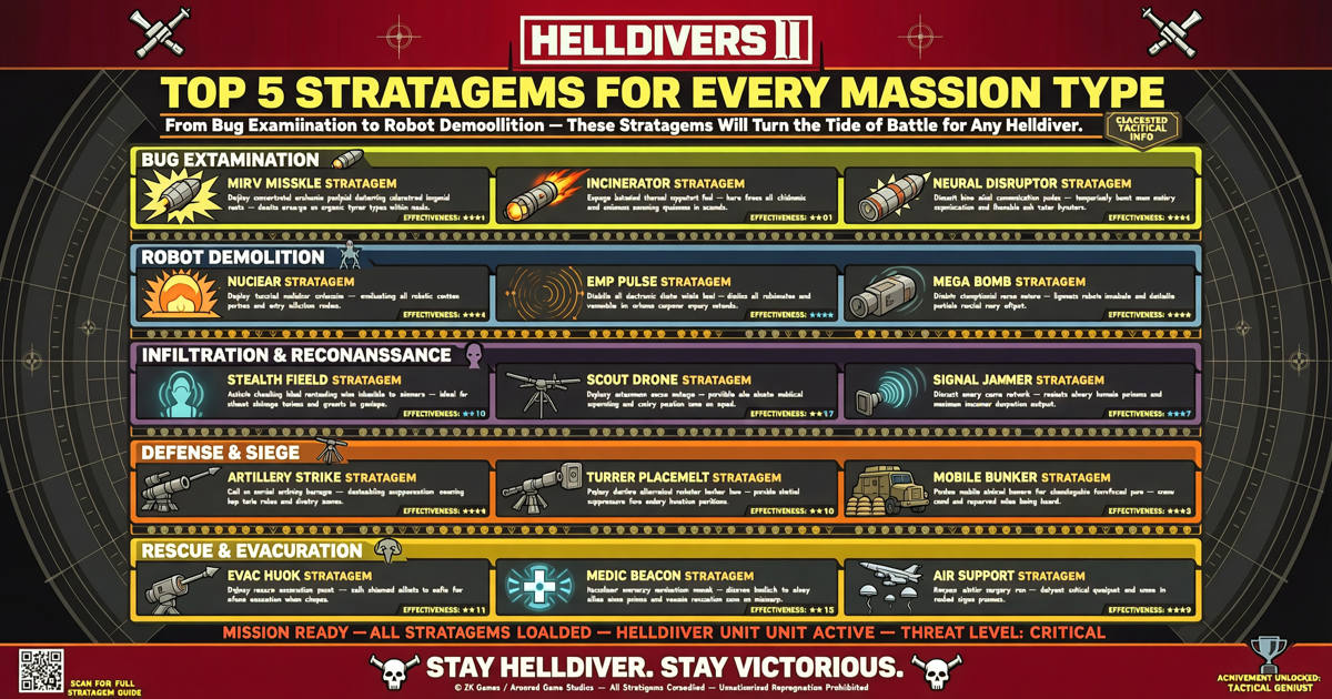 Helldivers 2: Top 5 Stratagems for Every Mission Type